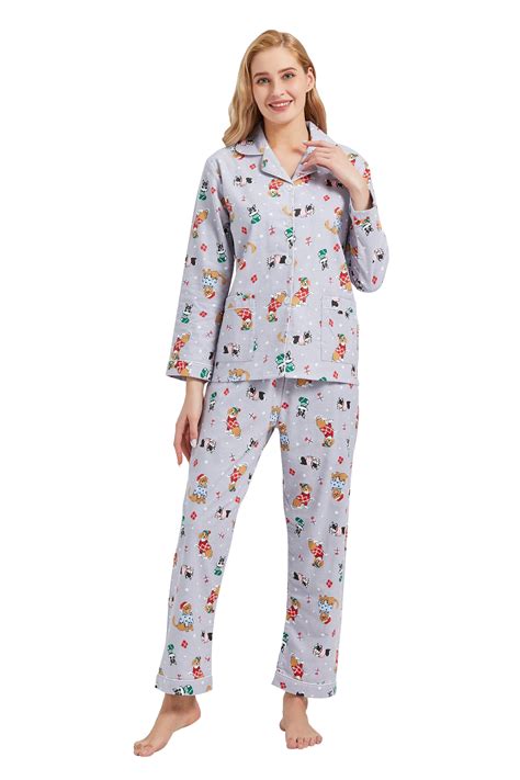 Global 100 Cotton Comfy Flannel Pajamas For Women 2 Piece Warm And