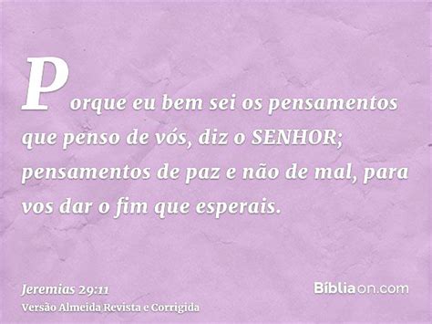 Eu E Que Sei Que Pensamentos Tenho Sobre Vós - Jeremias 29:11 (Eu sei os planos que tenho para vocês) - Bíblia