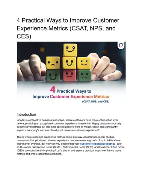 PPT 4 Practical Ways To Improve Customer Experience Metrics CSAT