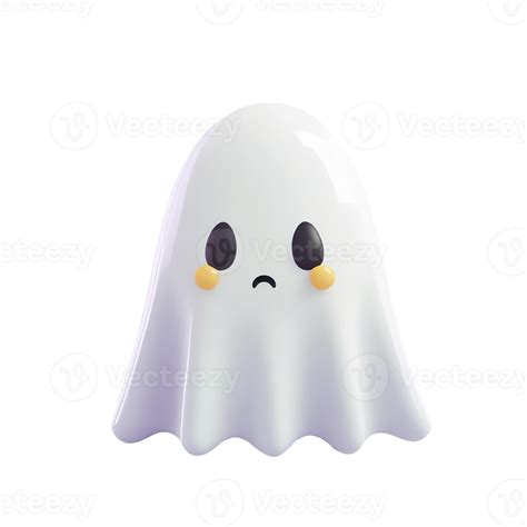 Ai Generated 3d Sad Ghost Kawaii On Transparent Background Expressing