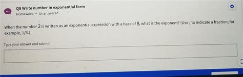 Solved Q8 Write Number In Exponential Form Homework Chegg