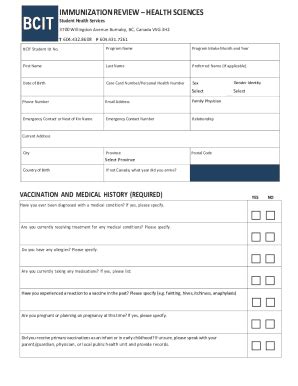 Fillable Online Bcit Immunization Form Fill Out And Sign Printable