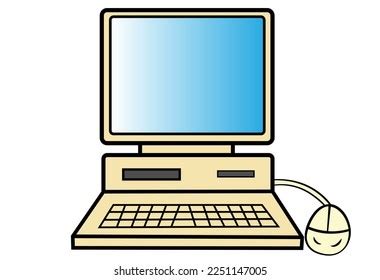 Old Desktop Computer Drawing Style Isolatedcomputer Stock Vector ...