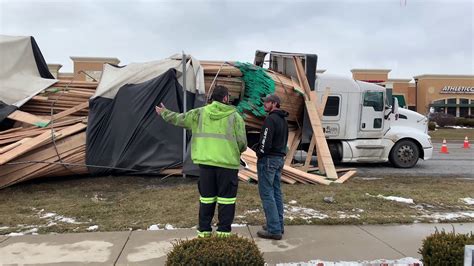 Semi Truck Accident Trailer Load Failure Lumber Falls Off Trailer In St