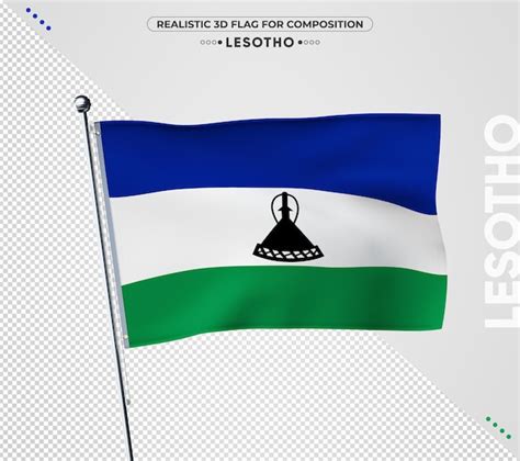 Bandera De Lesotho Con Textura Realista Archivo PSD Premium