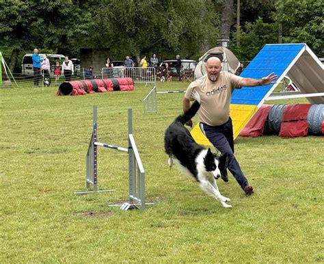 Participants Au Concours Dagility Du Club Canin Sur Le Terrain Du