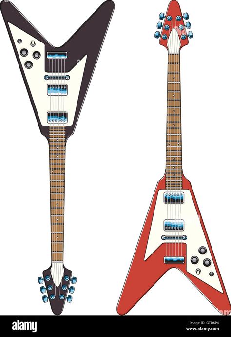 Guitar Vector Illustration Vector Drawings Of Flying V Style Electric