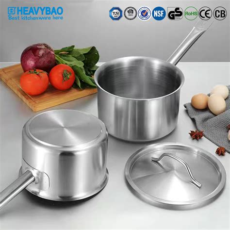 Heavybao Stainless Steel Sauce Pot With Handle Soup Pot Cooking Pot