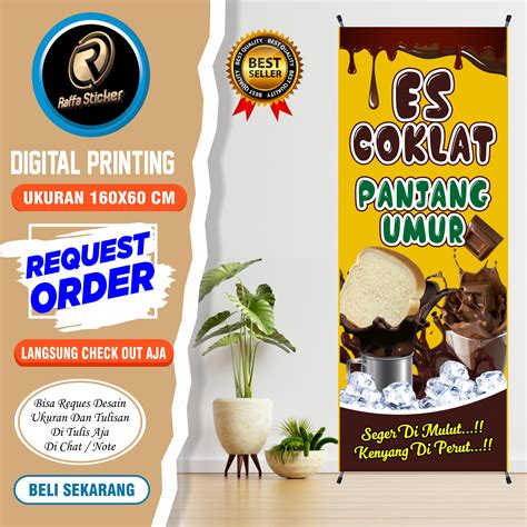 Spanduk Banner Backdrop Es Coklat Panjang Umur Ukuran 160x60Cm