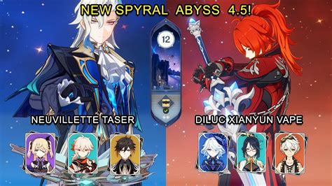 New Abyss C0 Neuvillette Taser C1 Diluc Vape Spiral Abyss 4 5