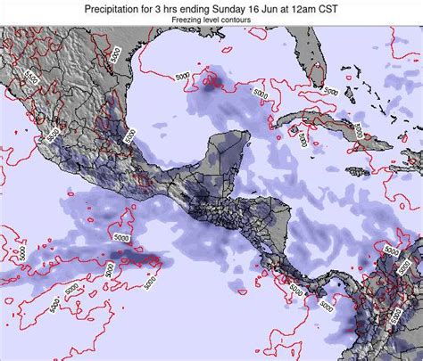 El Salvador Precipitation for 3 hrs ending Thursday 19 Aug at 12pm CST