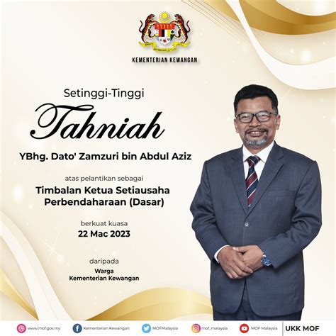 Ministry Of Finance On Twitter Ucapan Tahniah Kepada YBhg Dato