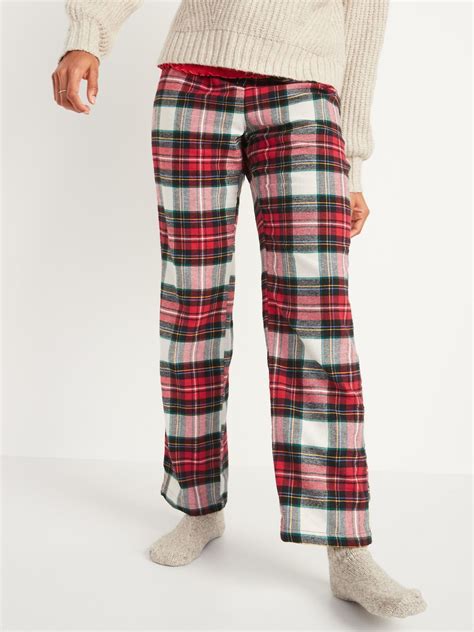 Old Navy Womens Patterned Flannel Pajama Pants White Tartan Size M