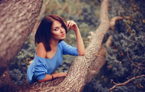 Wallpaper Girl Forest Nature Autumn Tree Bokeh Brunette Outdoor
