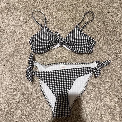 Xhilaration Black And White Gingham Bikini Set Size Depop