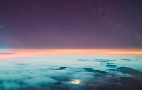 Premium Ai Image Aerial View Milky Way Over The Mountains In The Fog