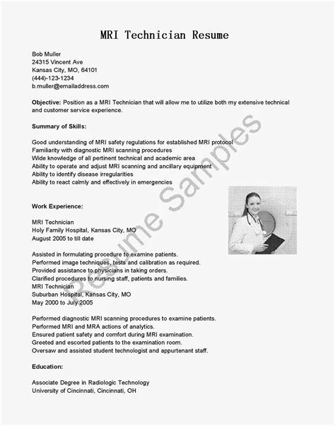 Resume Samples: MRI Technician Resume Sample