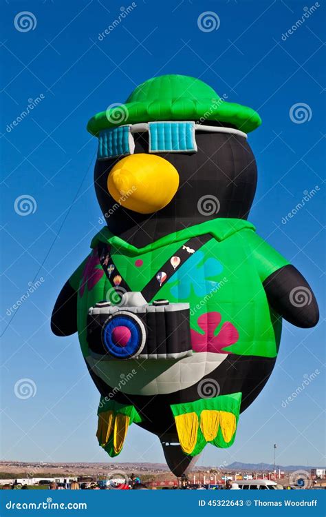 Penguin With Camera Hot Air Balloons Editorial Stock Photo Image Of Festival Beauty 45322643