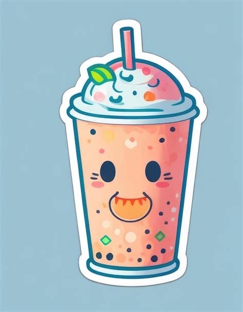 Premium Ai Image Bubble Tea Cutie Cheerful Character With Straw