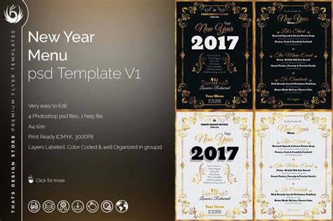 New Year Menu Template Psd To Customize With Photoshop Menu Regarding