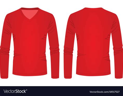 Red V Neck Long Sleeve T Shirt Royalty Free Vector Image