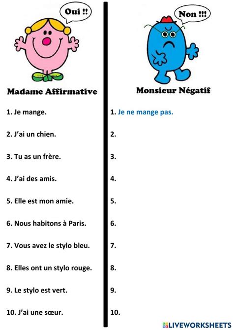 N Gation Ne Pas Worksheet In French Worksheets French