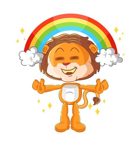 Premium Vector Lion With A Rainbow Cartoon Vector