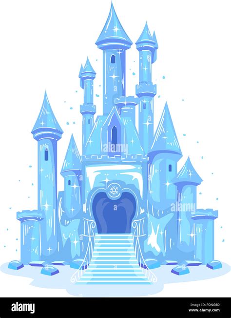 Illustration of an Ice Castle Shining in Blue and Violet Stock Photo - Alamy