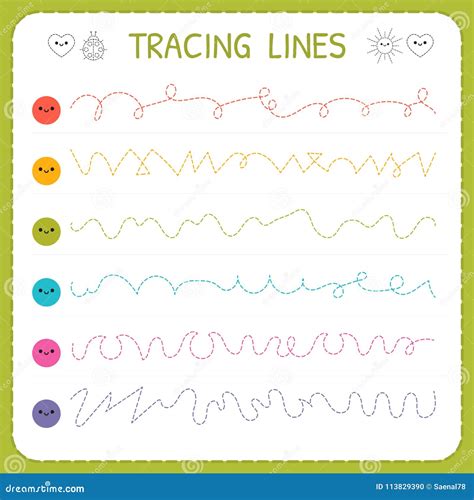 Tracing Lines Basic Writing Worksheet Kids Working Pages Children Trace