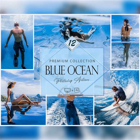 12 Photoshop Actions Blue Ocean Ps Action Gulf ACR Preset Bright