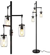 Stepeak Dimmable Crystal Floor Lamp Industrial Farmhouse Lamps For