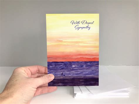 Sympathy Card Printable Watercolor Beach Sunset Digital Download