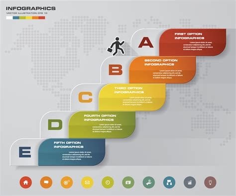 5 Schritte Infografiken Element Diagramm für Präsentation