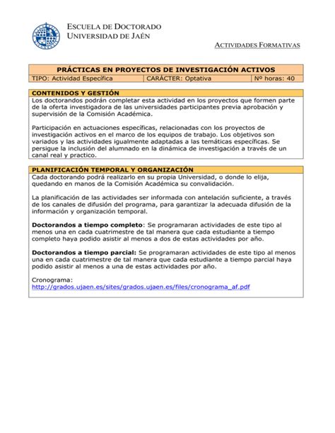 Pr Cticas En Proyectos De Investigaci N Activos