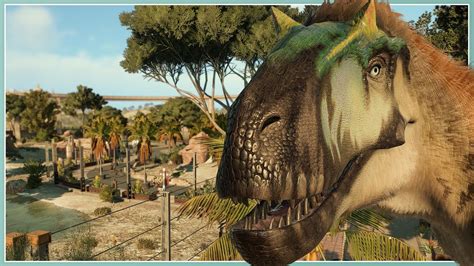 Yutyrannus And Tyrannosaurus Rex Habitat Jurassic World Evolution 2 Desert Sandbox Park Youtube