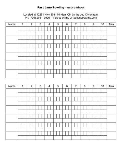 Bowling Scoring Sheets Printable