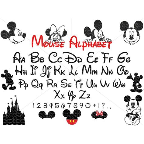 Mickeyy Mouse SVG Bundle, Disneyy Font and clipart Svg , Png - Inspire ...