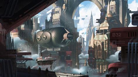 A Futuristic City With Lots Of Tall Buildings And Giant Eyes In The Sky