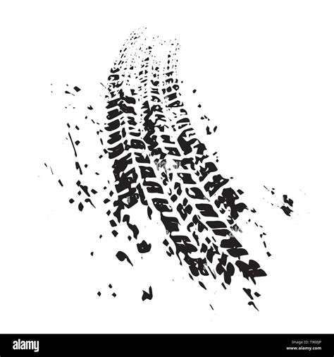 Grunge Black Tire Track With Background Vector Illustration Stock