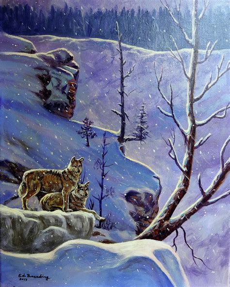 Winter Wolves Painting By Ed Breeding Fine Art America