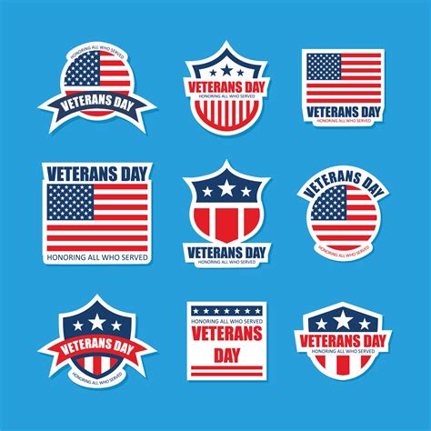 Happy Veterans Day Sticker Set 3482118 Vector Art at Vecteezy