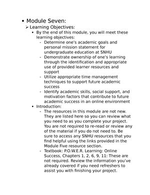 Module Five Assignment Notes Success Strat Online 5 1 Discussion