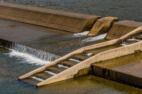 Water Flowing Over Aeration Spillway Stock Image Image Of People