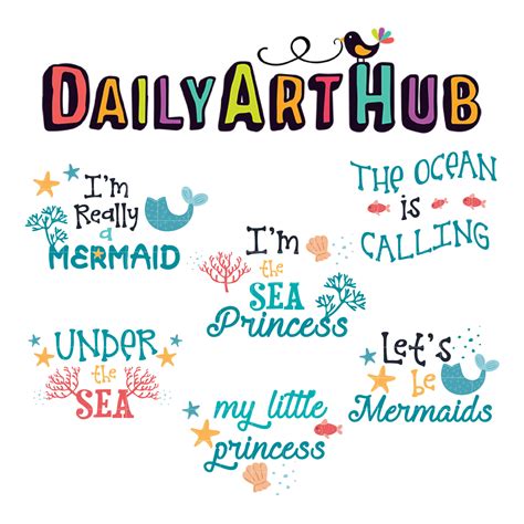 Mermaid Quotes Clip Art Set – Daily Art Hub // Graphics, Alphabets & SVG