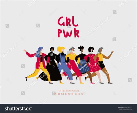 Female Characters Girl Power Feminism Concept Stock Vector Royalty