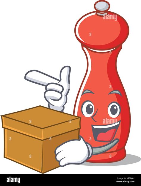 With Box Pepper Mill Character Cartoon Stock Vector Image And Art Alamy