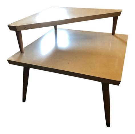 1950s Vintage Mid Century Modern Atomic Two Tier Accent Table On