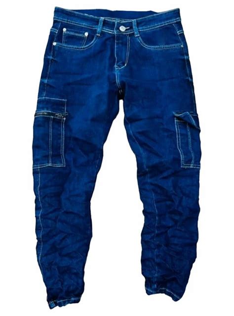 Tapered Fit Plain Men Mid Rise Navy Blue Cotton Jeans At Rs Piece