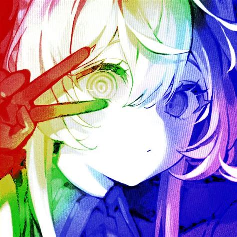 rainbow anime pfp profile picture rainbow rainbow hair