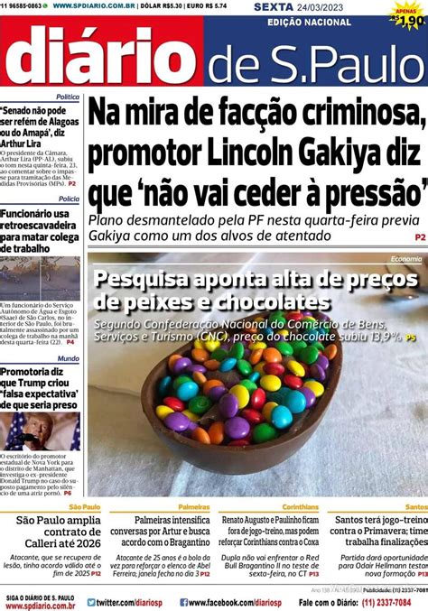 Capa Di Rio De S O Paulo Ter A De Fevereiro De